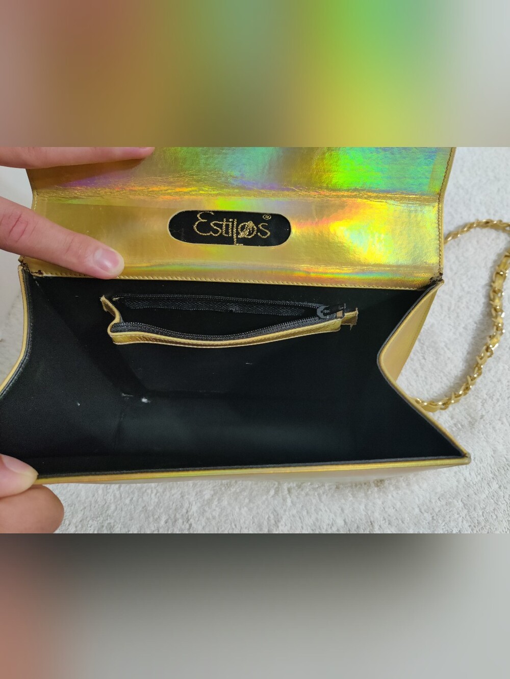 Estilos Gold Iridescent Top-Handle Shoulder Bag - Picture 3 of 8